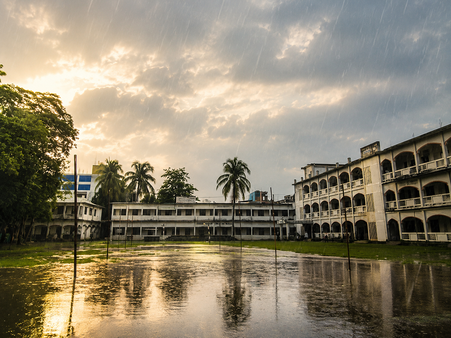 Rainy day at the Laksam Pilot High School campus